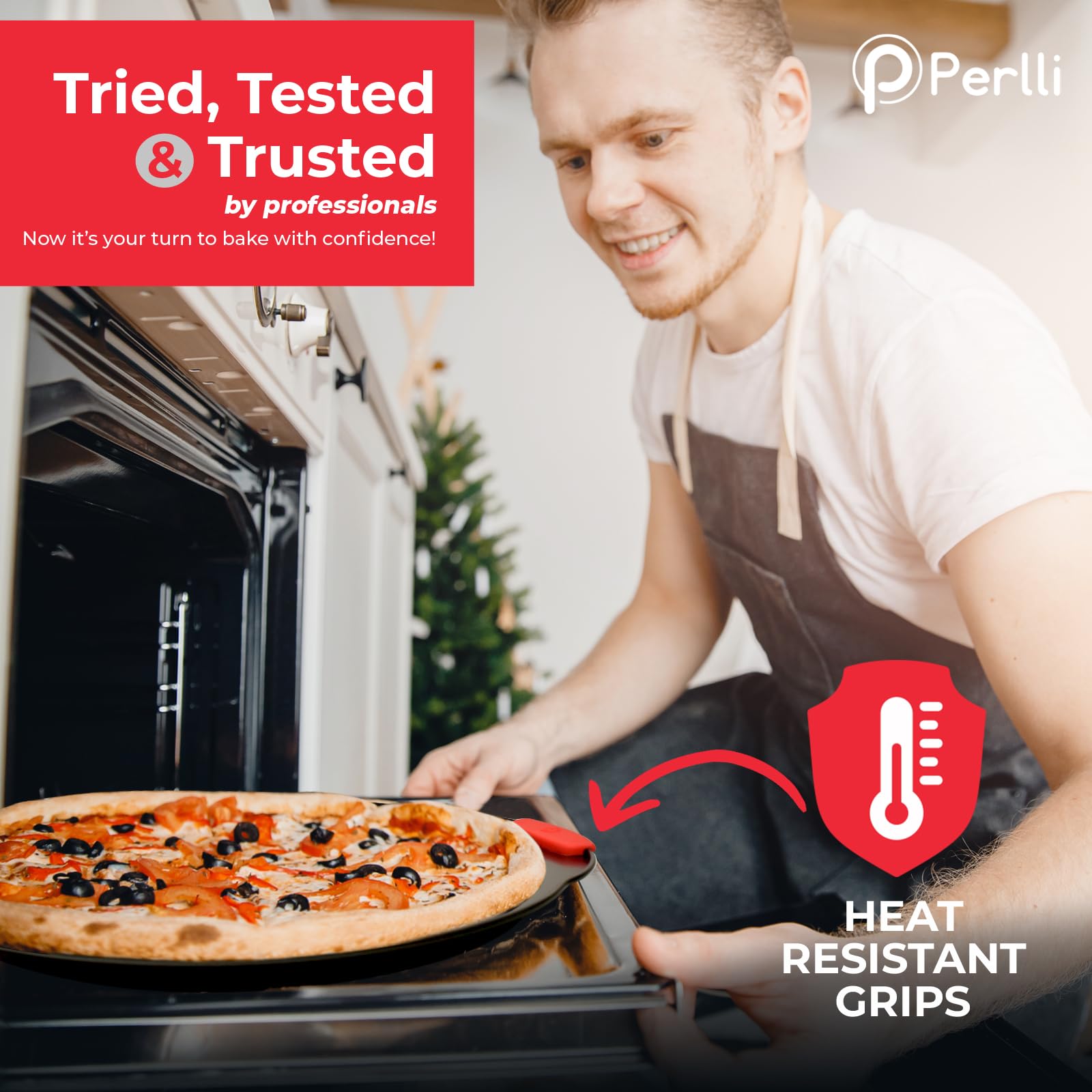 PERLLI bandeja para galletas grandes con horneado uniforme.