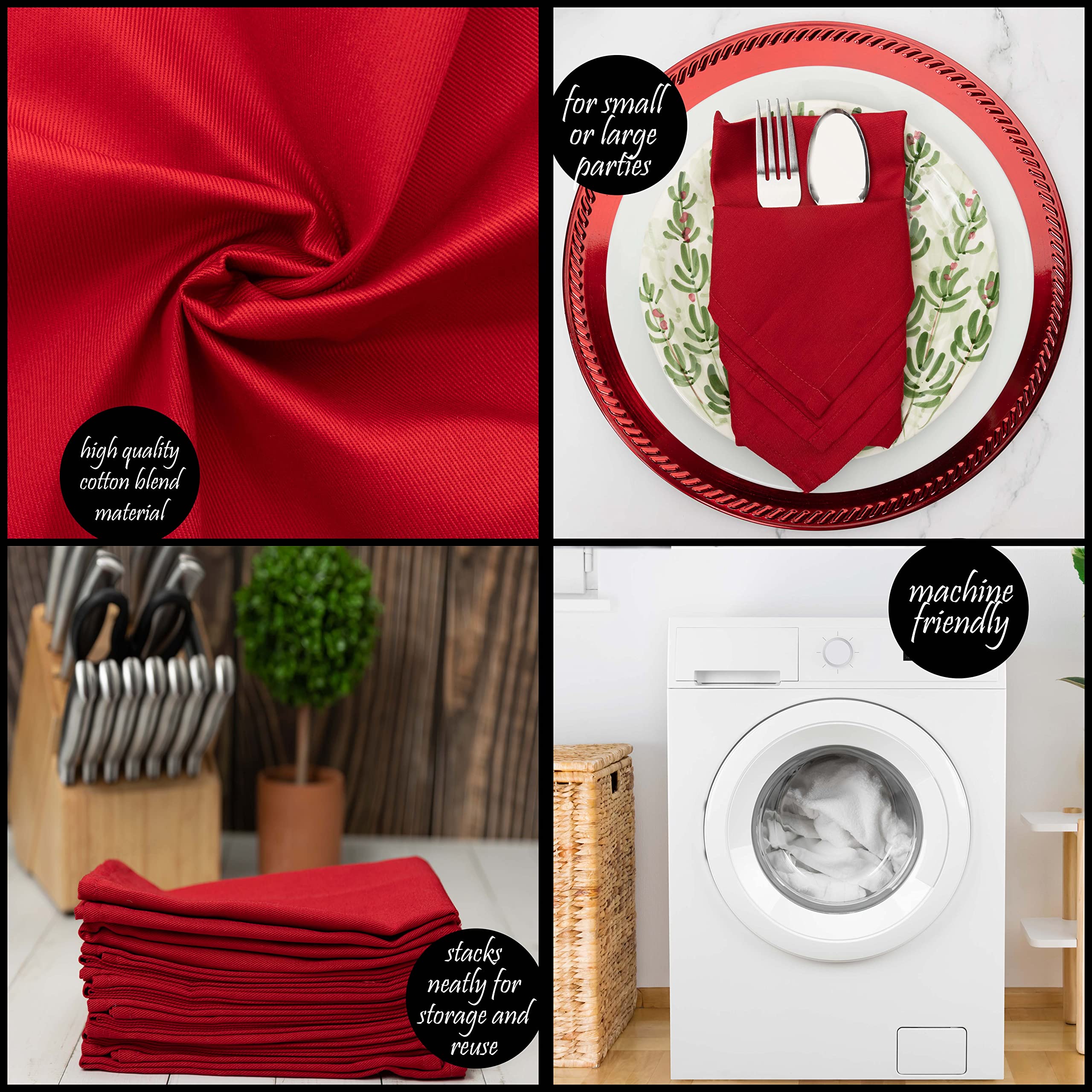 PERLLI servilletas color rojo para fiestas, combinan con la mesa.