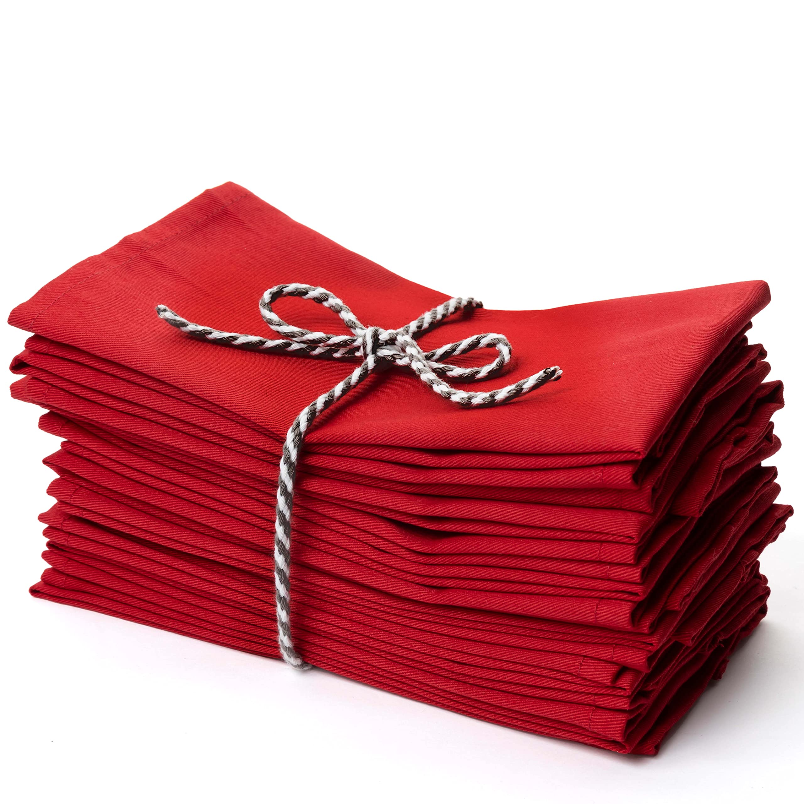 PERLLI servilletas navidad rojas de tela 18x18 para mesa festiva.