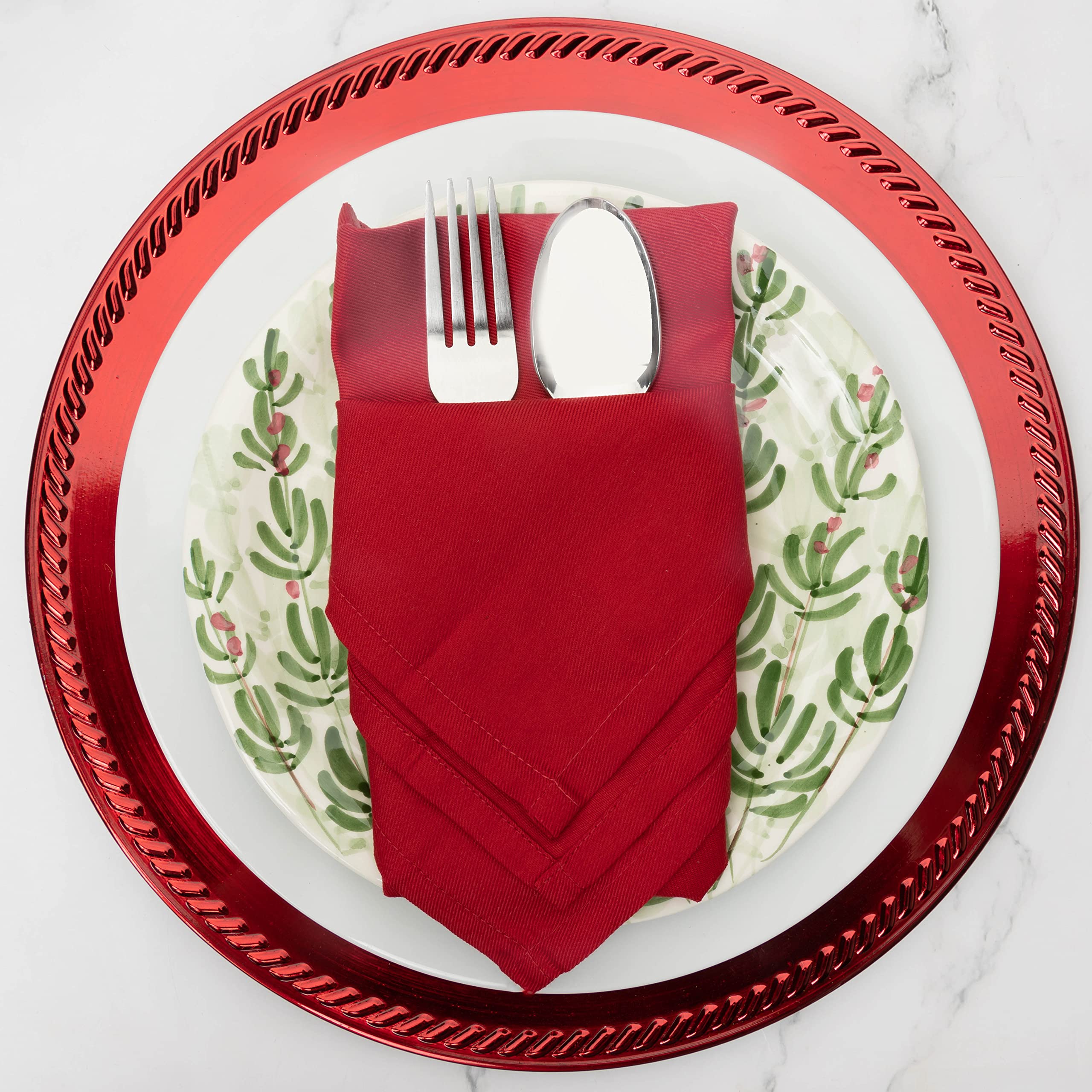 PERLLI servilletas para cenas y reuniones rojas 18x18.