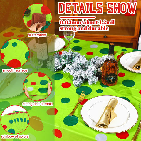 Mantel Peryiter verde con puntos para decoraciones festivas.