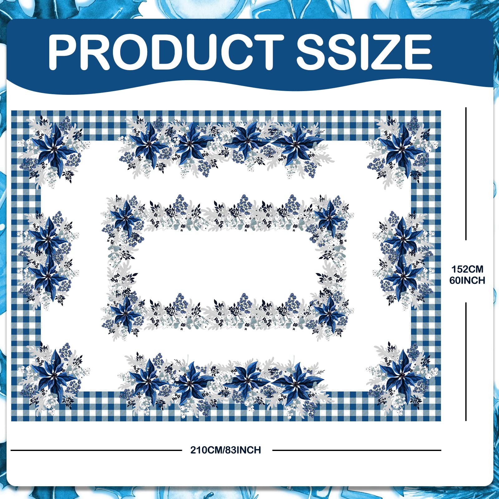 Mantel Peryiter con diseño plaid azul, añade ambiente festivo.
