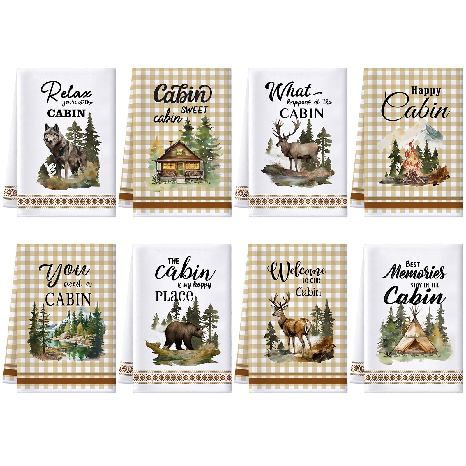 Peryiter toallas de cocina cabana con oso en bosque para decorar y secar superficies