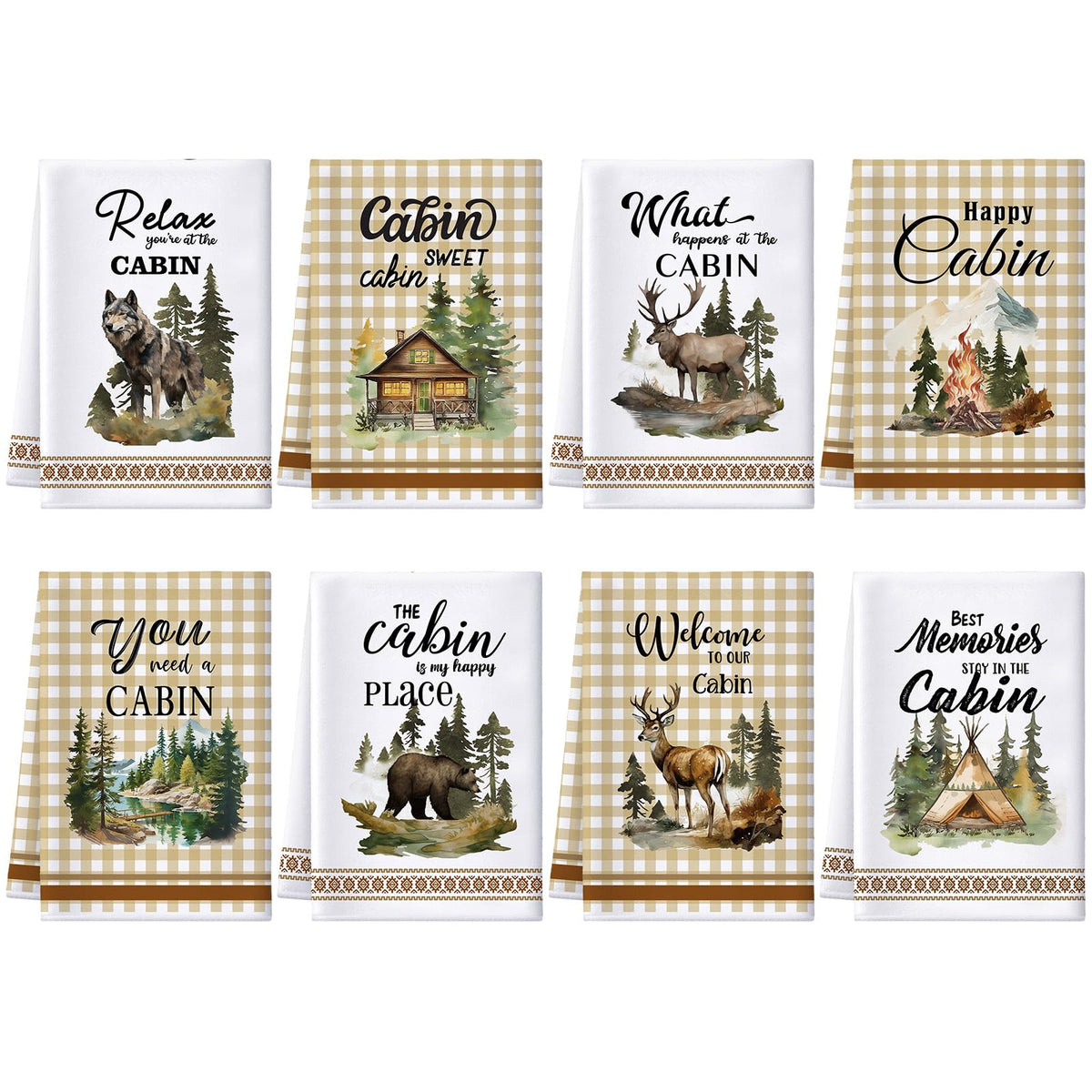 Peryiter toallas de cocina cabana con oso en bosque para decorar y secar superficies