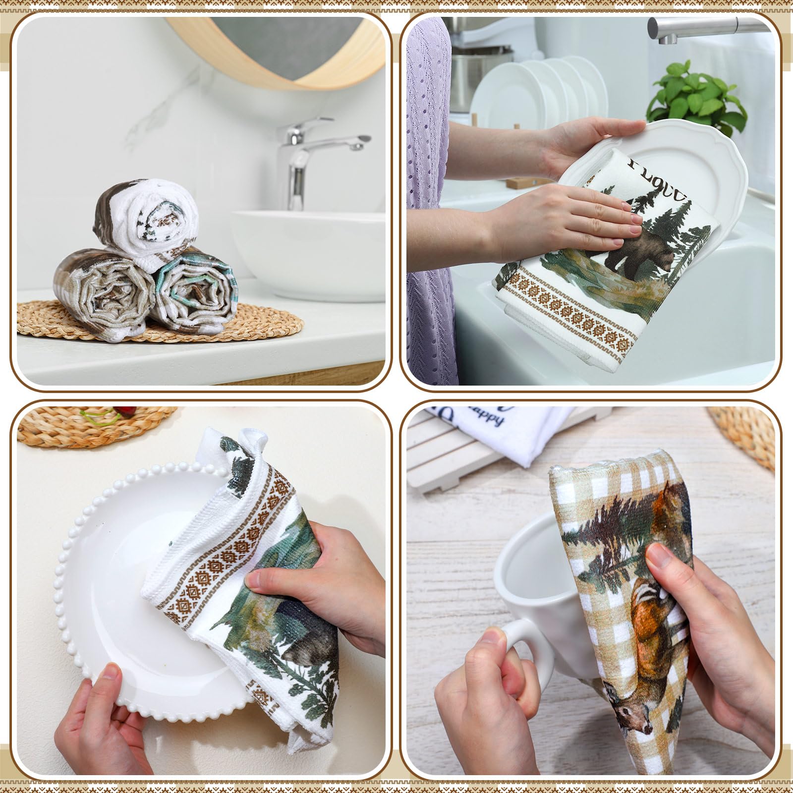 Peryiter toallas de cocina cabana sobre mesa, listas para uso diario y decorativas