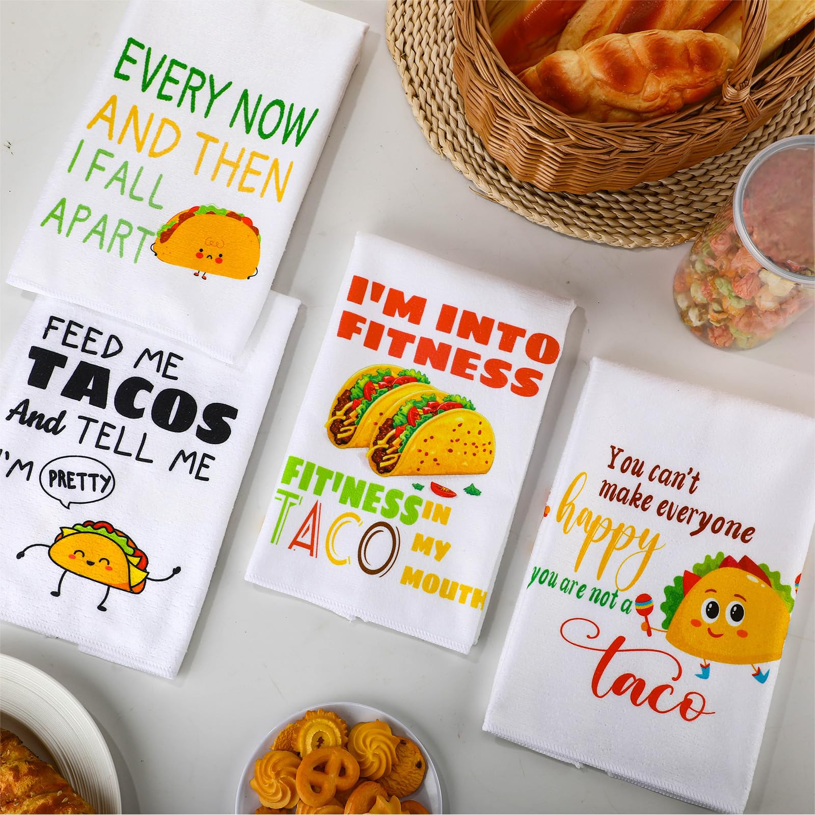 Toallas cocina Peryiter con motivo taco, decorativas y útiles.