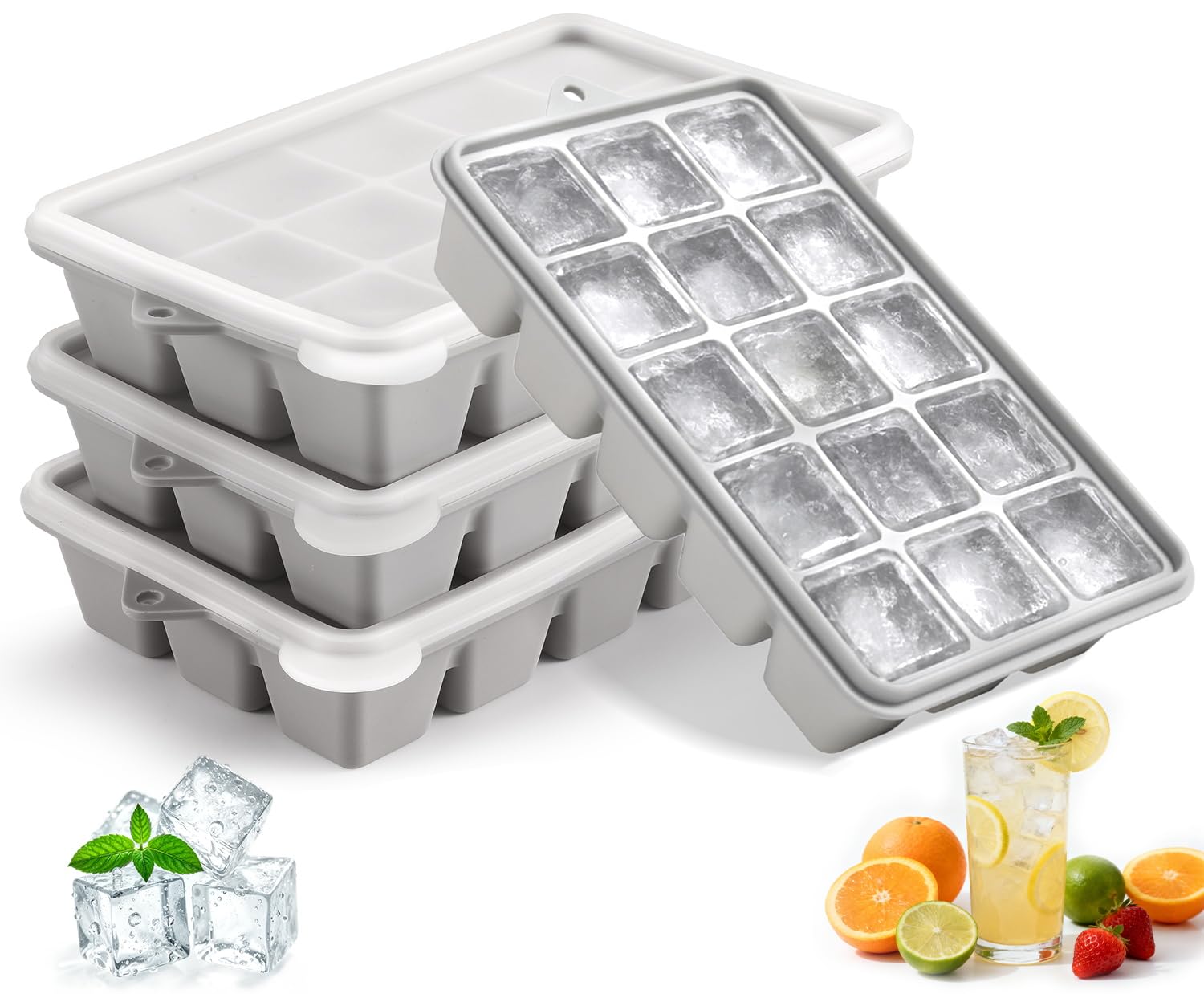 PET Hous bandeja de hielo de silicona con tapa para enfriar bebidas