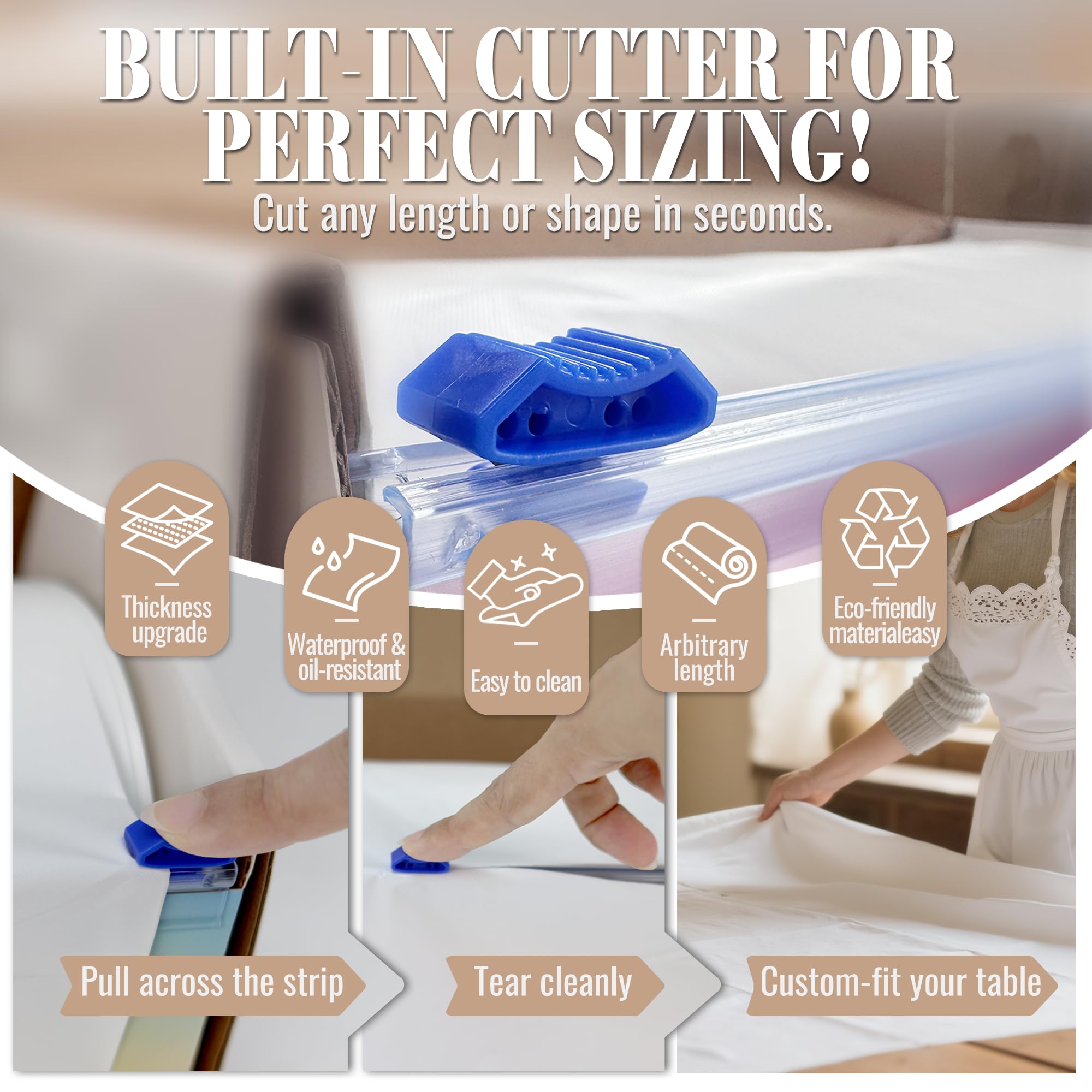 PETIARKIT plástico de mesa blanco resistente a derrames