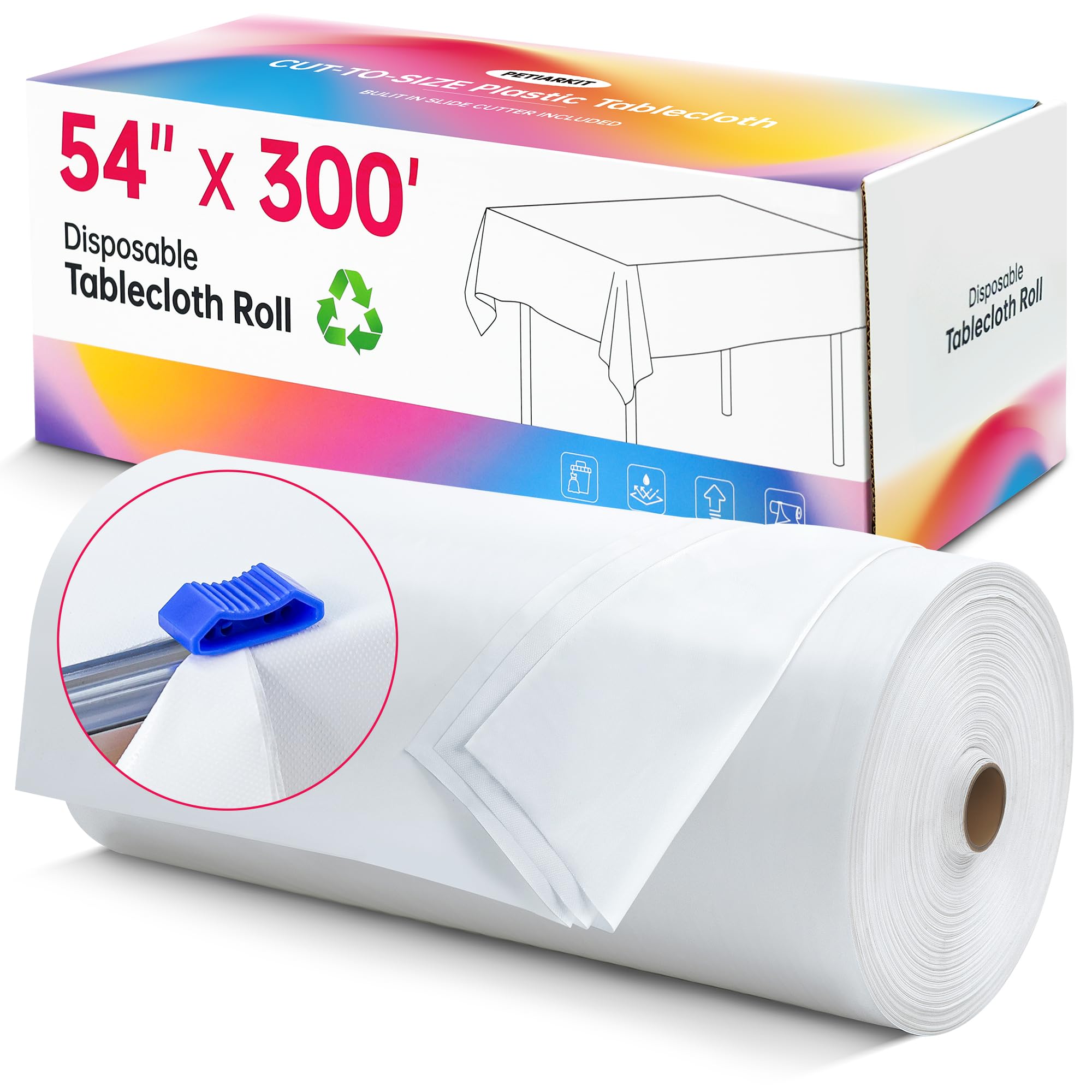 PETIARKIT rollo de mesa blanco con corte deslizante para ajustar tamaño