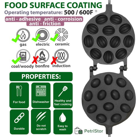 PetriStor molde para galletas de nuez, diseño ergonómico y uso cómodo.