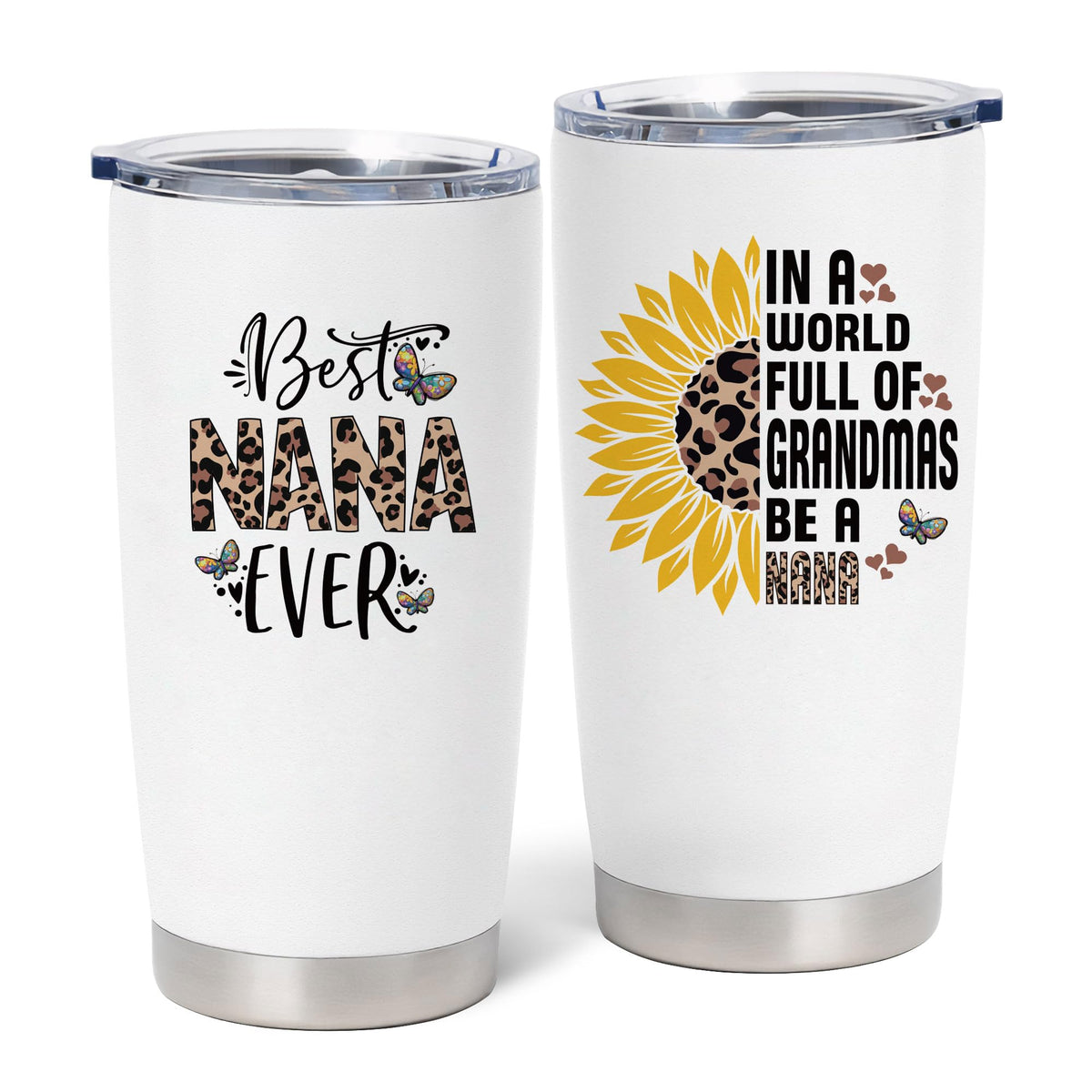 Pewuvos Nana, vaso termo de 20 onzas con tapa y pajilla, ideal para regalo.