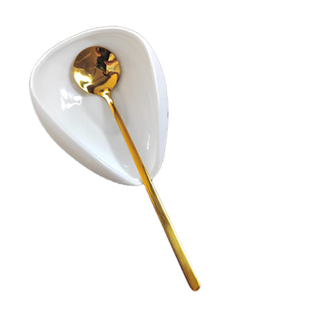 PFCTRJR reposacucharas de café mini blanco con dorado, ordena cucharas.