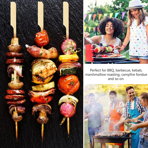 PFIEIFPO palillos de bambú 8 pulgadas para canapes, filo suave para pinchar alimentos.