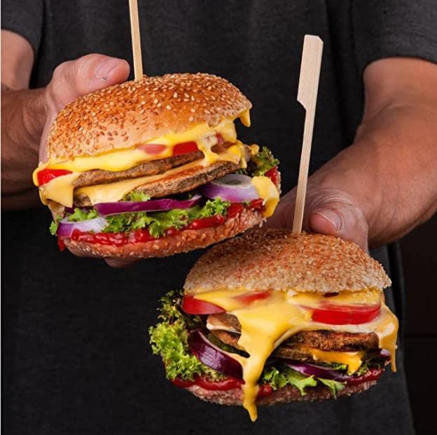 PFIEIFPO palillos de bambú para sándwiches y bocadillos, ideales para montar porciones.