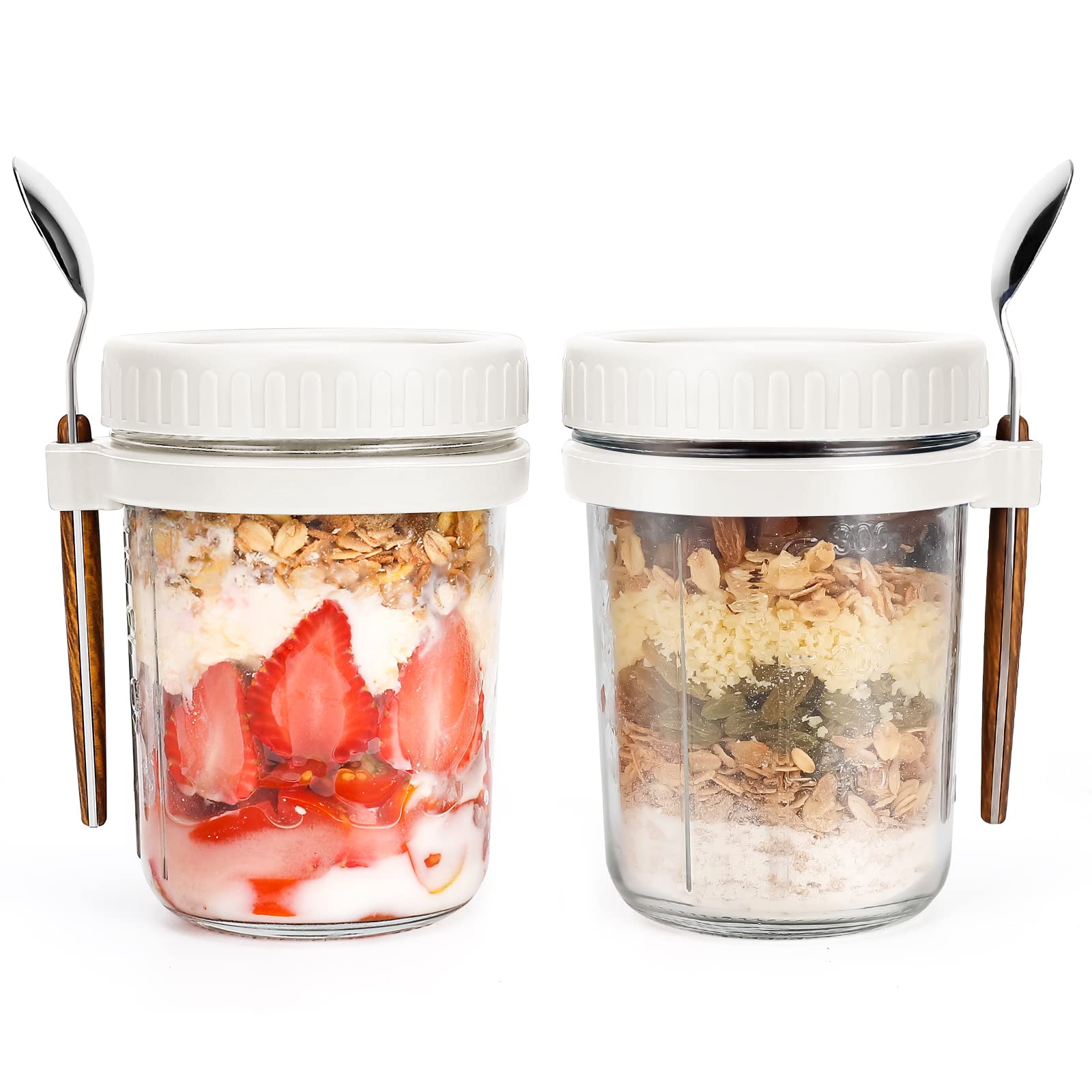 PFUM frascos de avena nocturna con tapa frontal, ideales para desayunos rápidos.