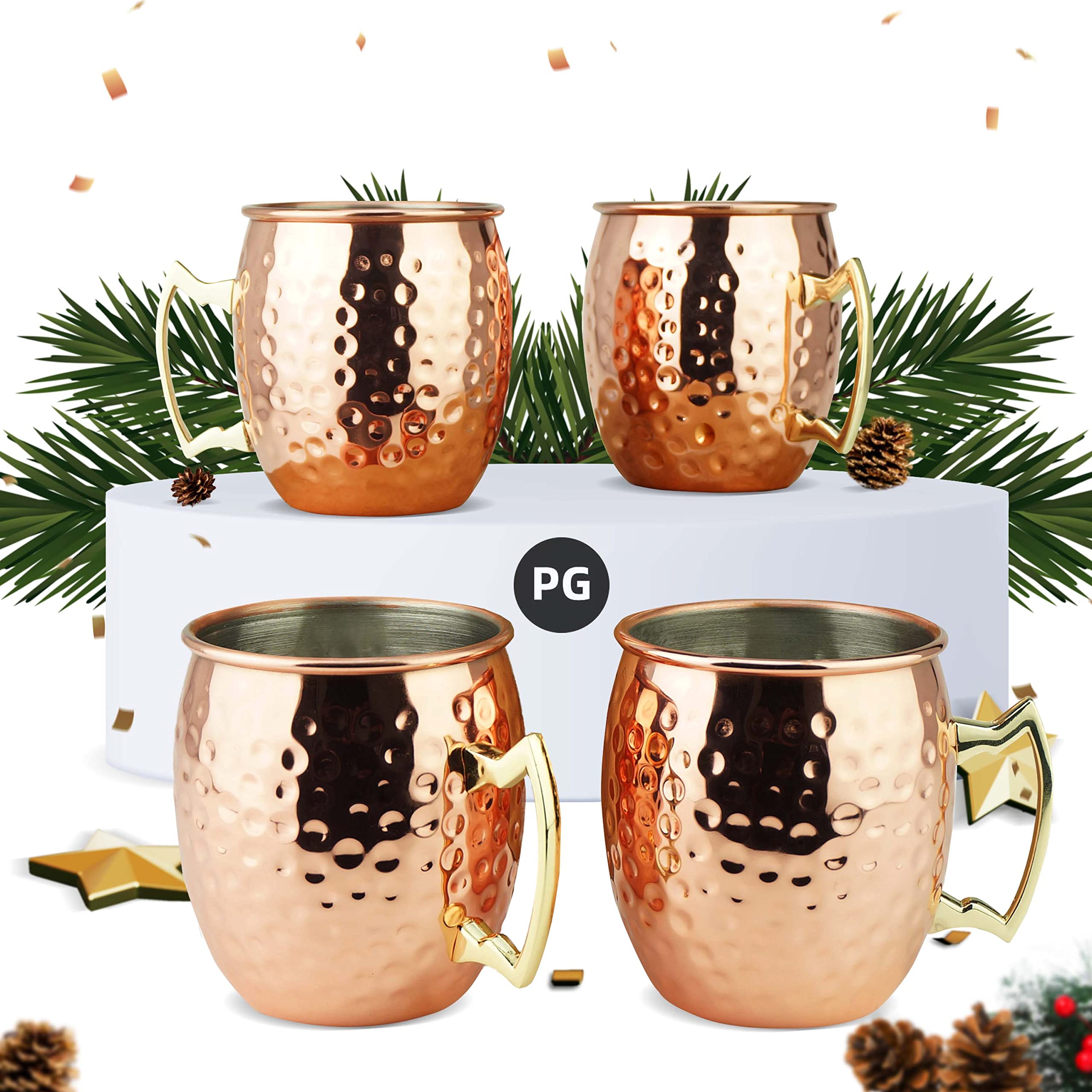 Vasos PG Moscow Mule de acabado martillado, gran capacidad para cócteles.