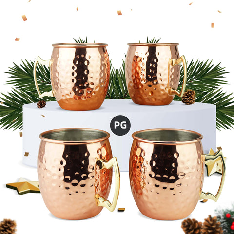 Vasos PG Moscow Mule de acabado martillado, gran capacidad para cócteles.