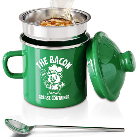 PGYARD ahorrador de grasa mini esmaltado 15oz para almacenamiento ordenado.