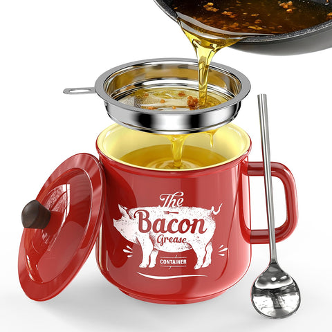 PGYARD contenedor grasa tocino cerámico de 23 oz para almacenar grasa limpia y reutilizable