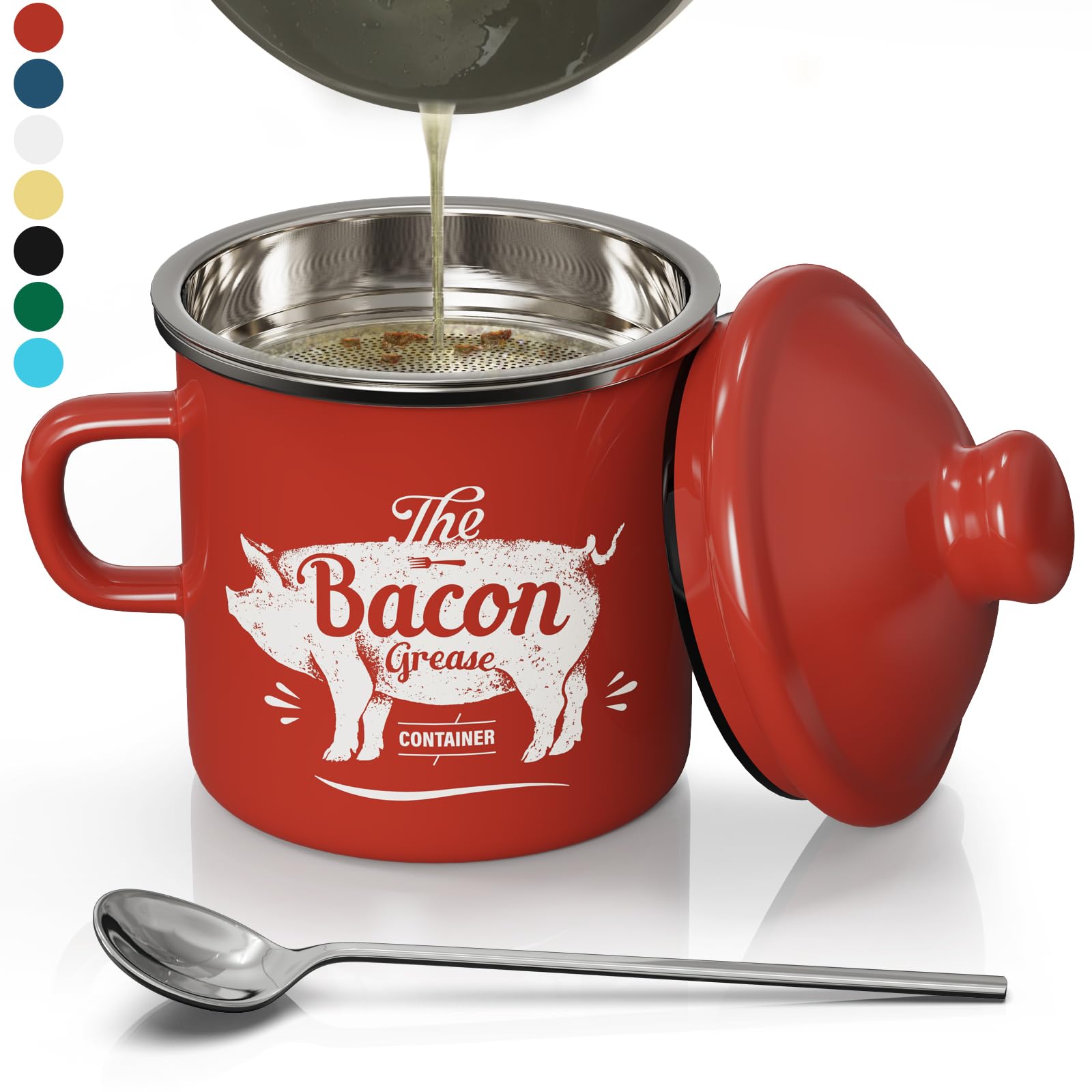 PGYARD mini contenedor para grasa de tocino 15oz, almacenamiento limpio y práctico.