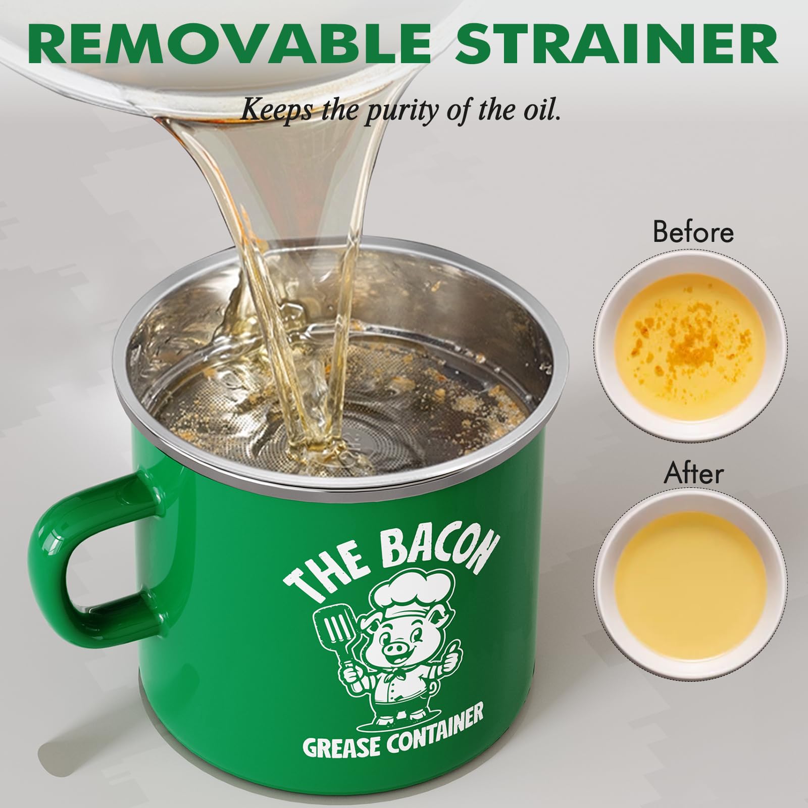 PGYARD recipiente ergonómico para almacenar grasa de forma higiénica.