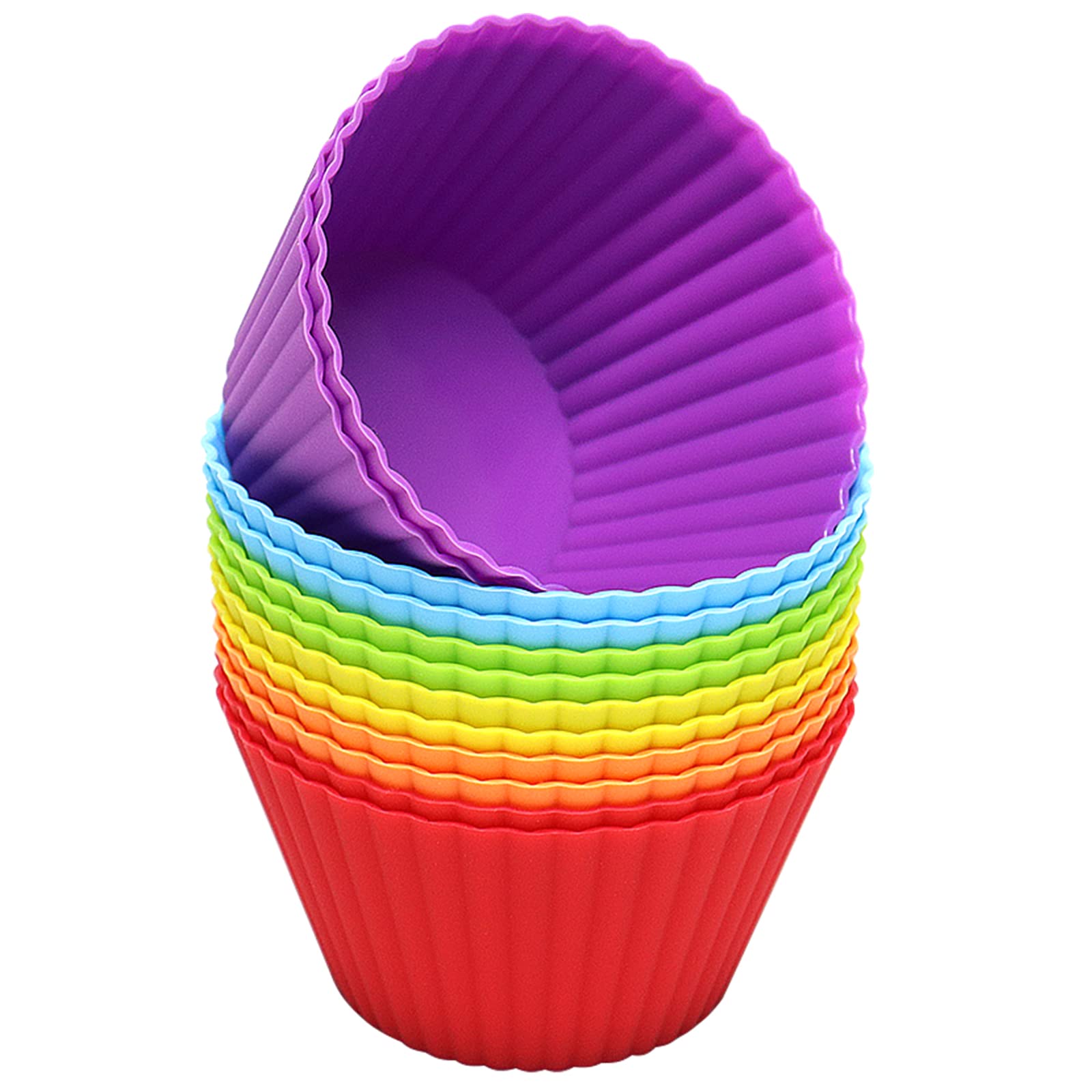 Pharamat capsulas muffin silicona grandes multicolor para hornear y desmoldar fácilmente.