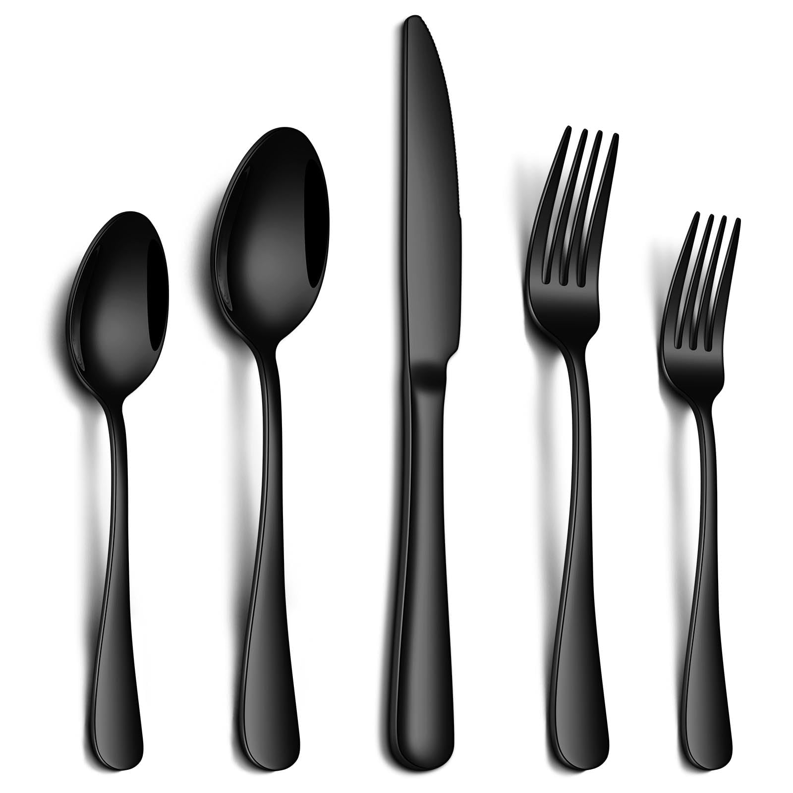 PHILIPALA 20 piezas de cubiertos negros para cuatro comensales.