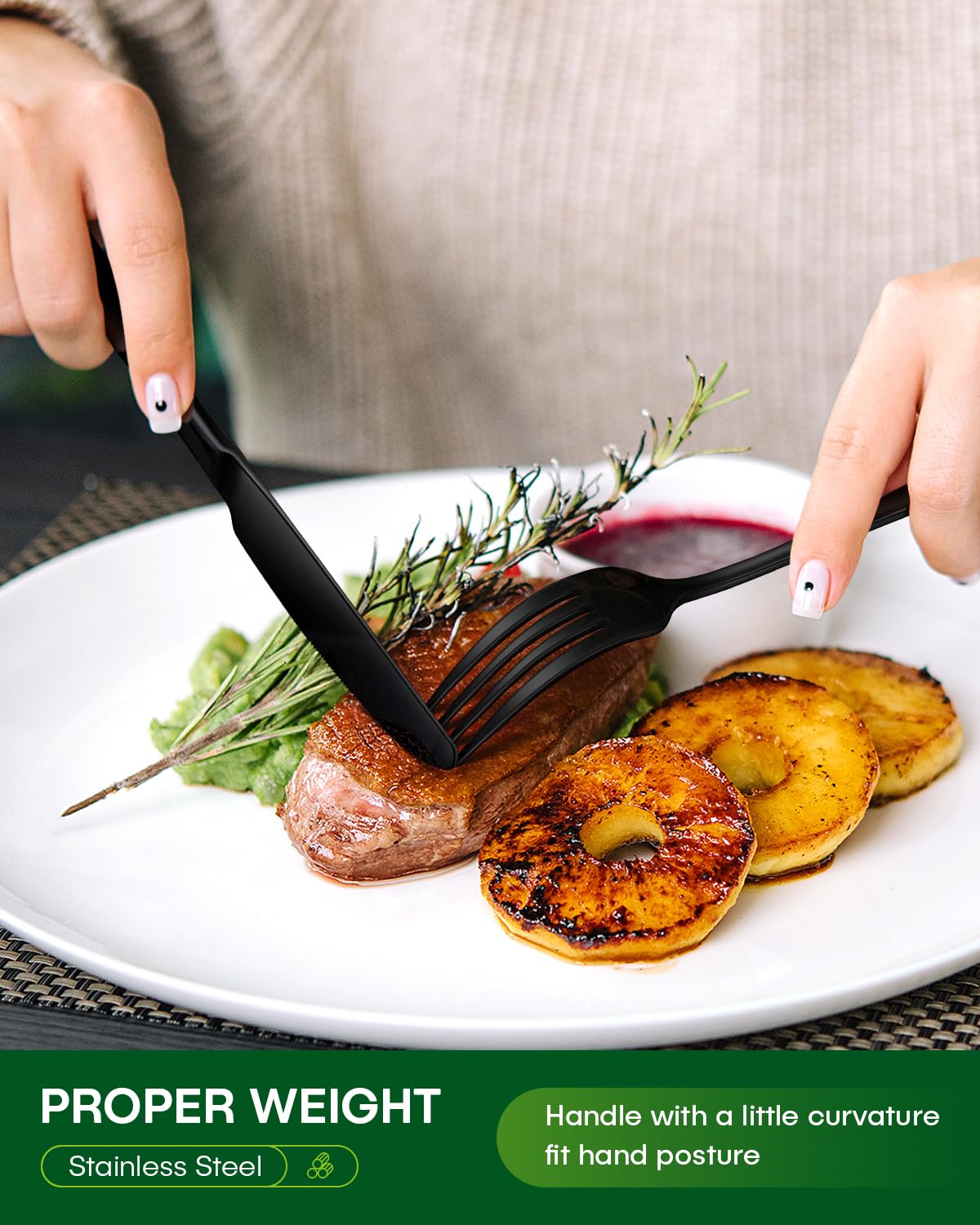PHILIPALA: cucharas de cena negro-plata, diseño ergonómico