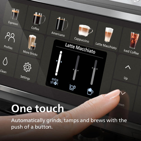 Philips 5500 Series: pantalla a color con ajustes personalizables de café.