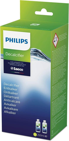 Paquete con dos botellas de desincrustante universal Philips de 250 ml.