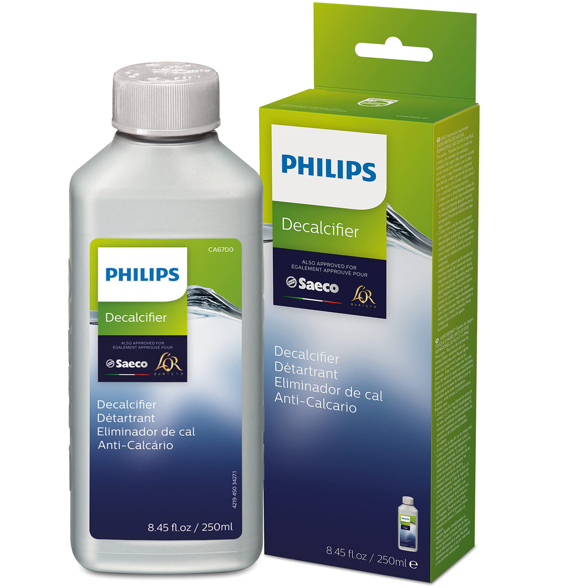 Philips descalcificador espresso: botella de 250 ml para descalcificar y cuidar la cafetera.