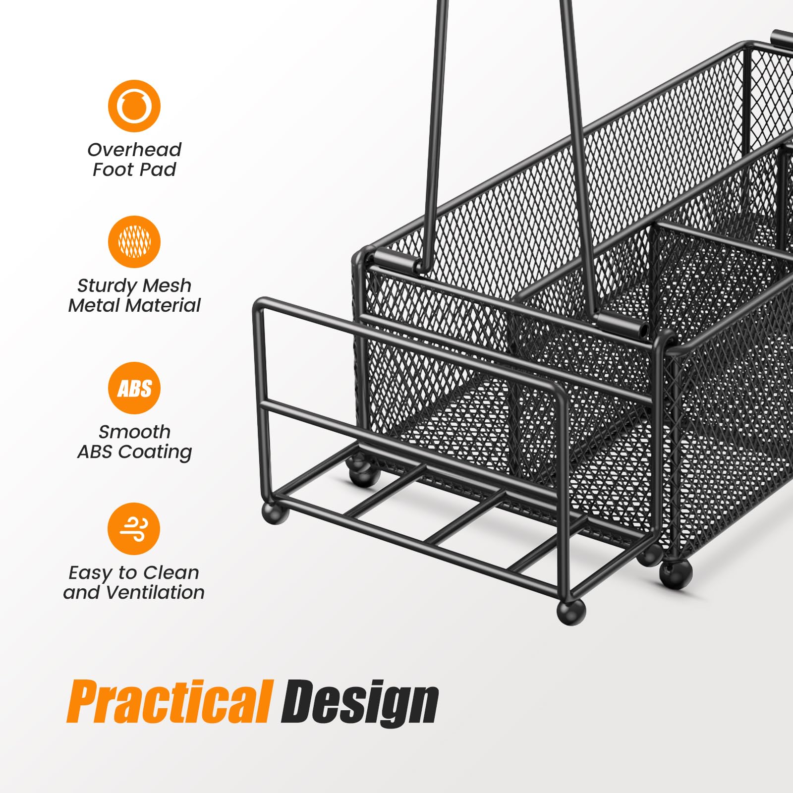 PHINOX caddy malla negro, diseño resistente para cocina y exterior
