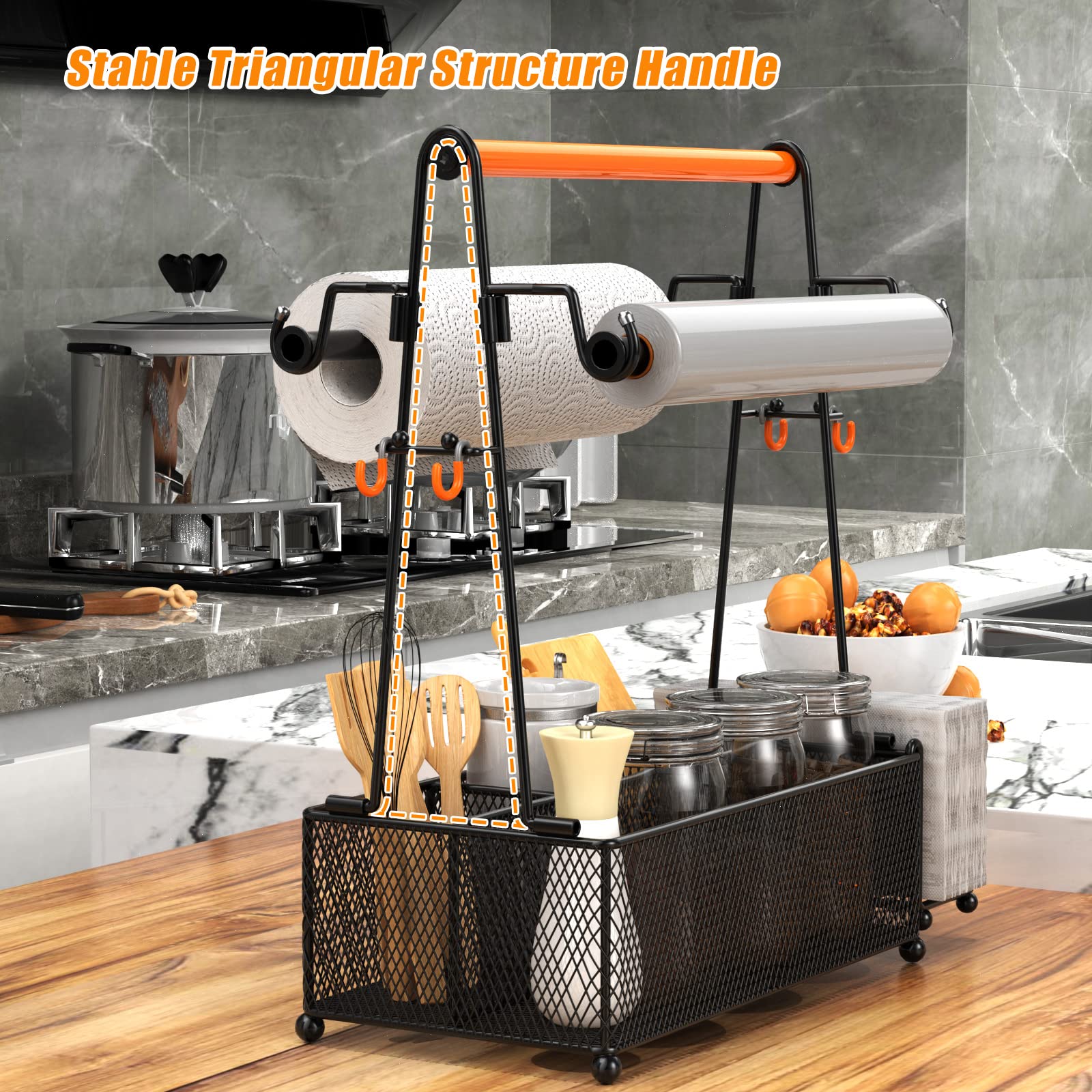 PHINOX porta papel negro, porta-rollos para ordenar utensilios en picnic