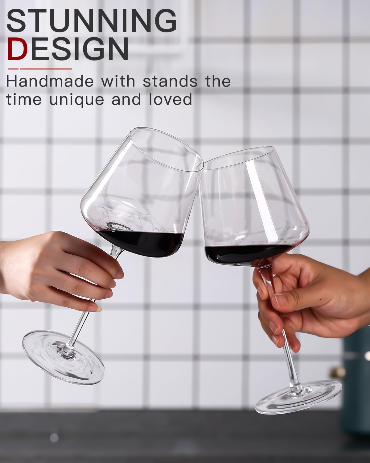 Copa Physkoa de vino blanco 18 onzas, vista lateral, diseño moderno para maridar con comidas.