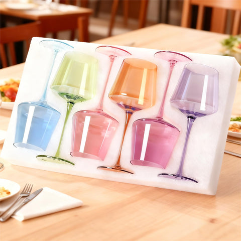Copas Physkoa coloridas con tallo largo y base plana, para presentaciones elegantes.