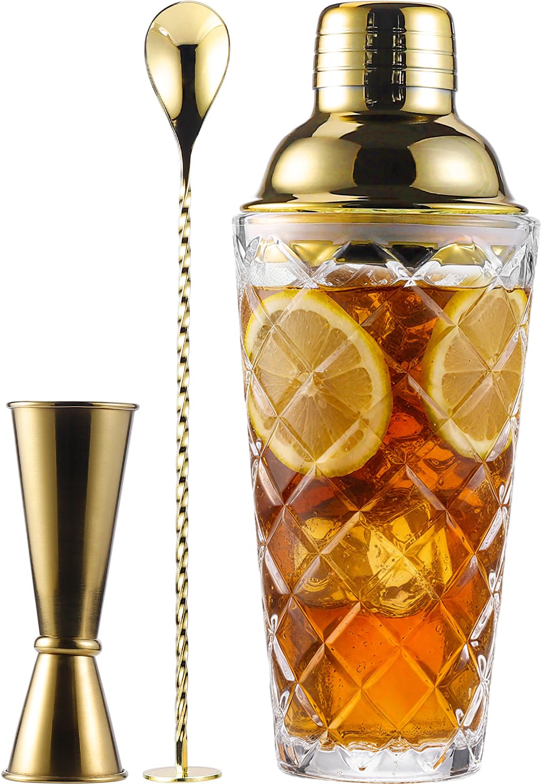 Physkoa shaker coctel con textura de piña, visualización clara de la mezcla para mezclar con estilo