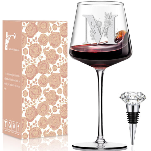 Physkoa vaso de vino inicial M, regalo personalizado para ocasiones especiales.