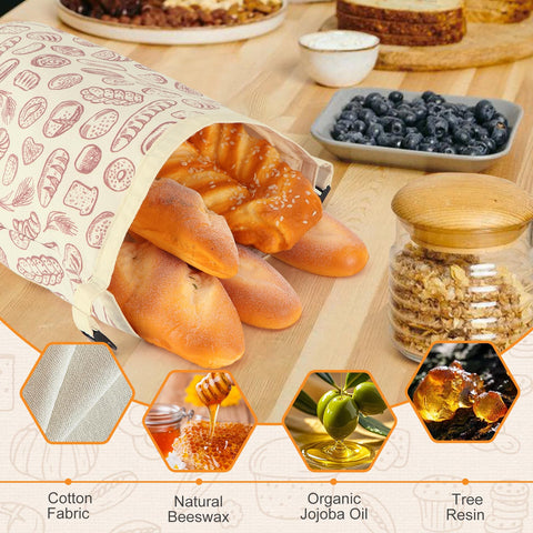 PICcircuit bolsas para pan, cierre con hebilla negra, protege la frescura