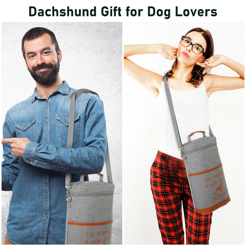 Conjunto regalo Pickmesh dachshund, incluye funda, copas y tapón.