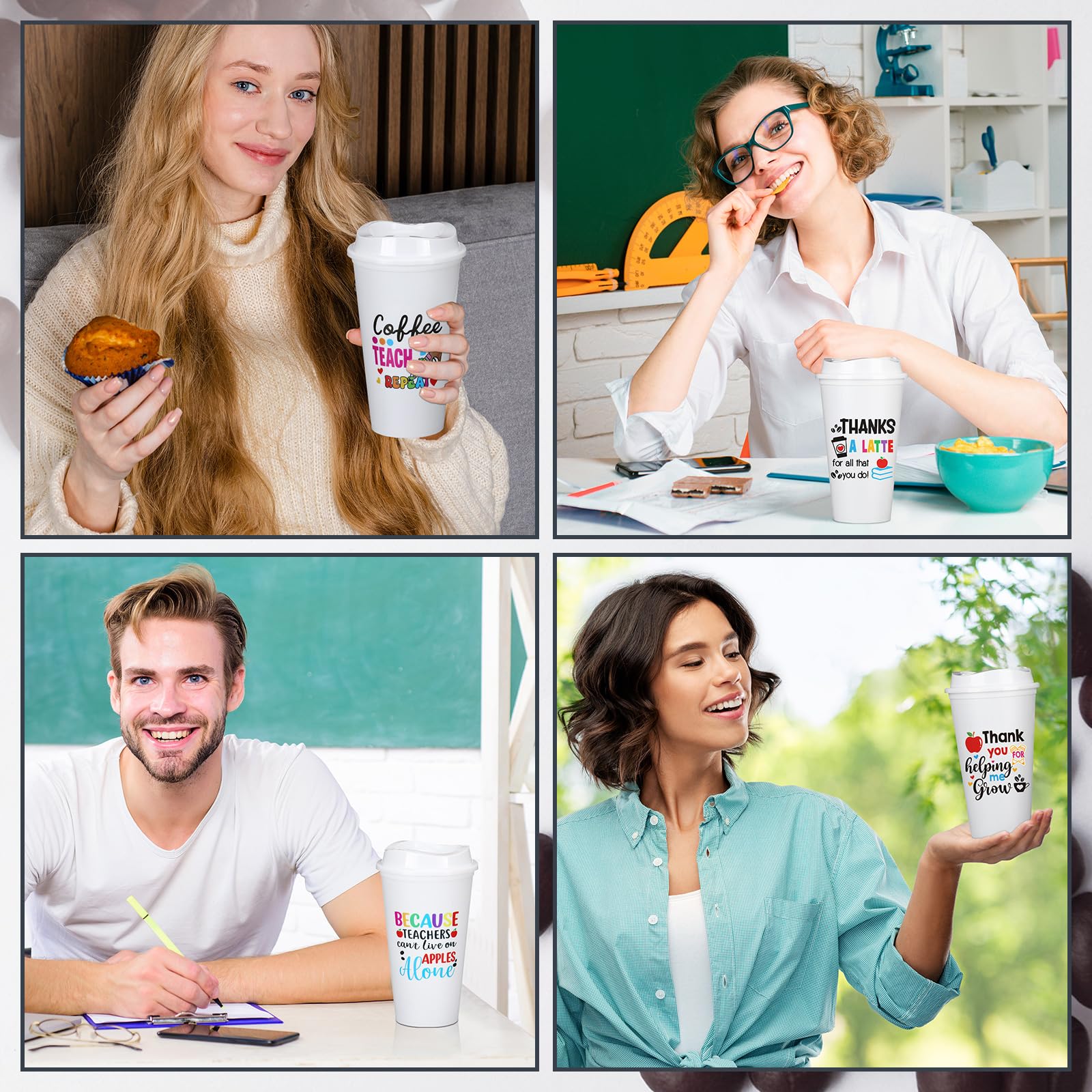 Copas Pickmesh con diseño-agradecimiento-para-profesor, aptas para bebidas calientes o frías.