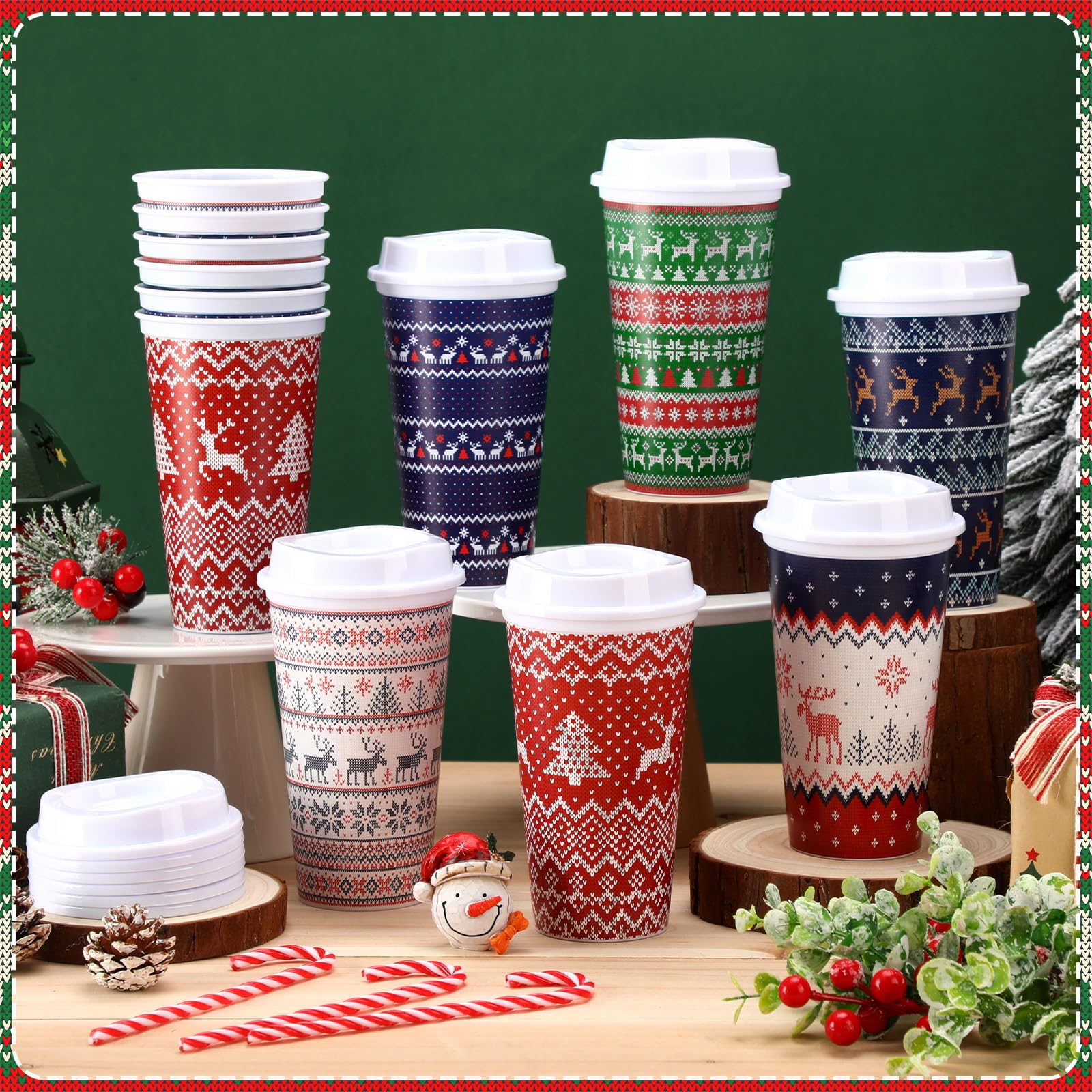 Pickmesh juego 12 tazas navidenas para compartir con familia y amigos.