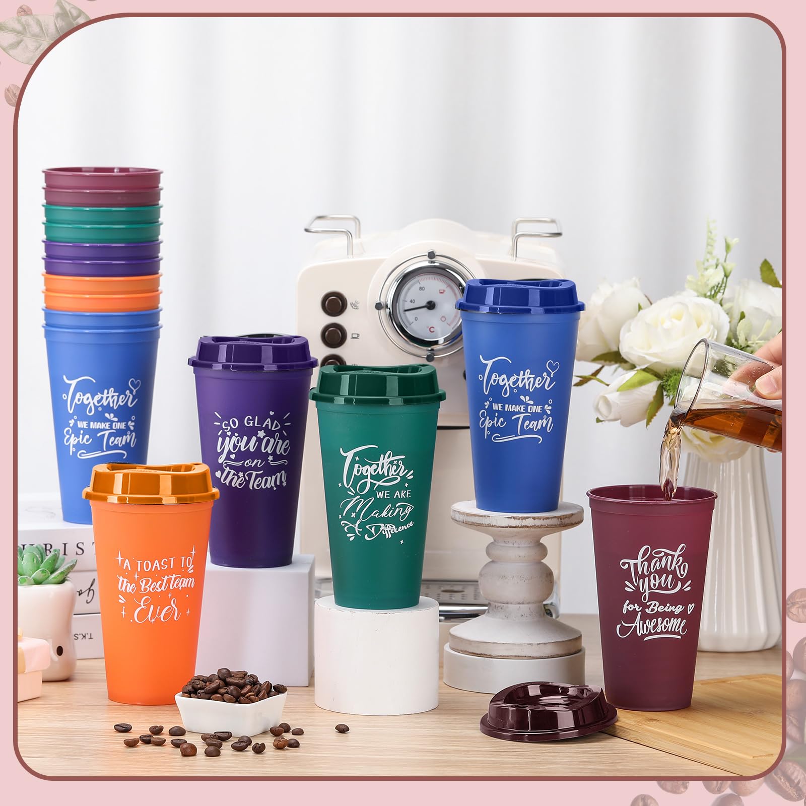 Pickmesh pack de 15 tazas y tapas, ideal para reuniones y eventos