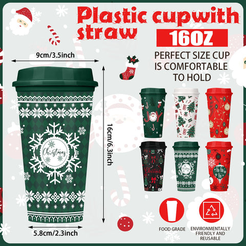 Pickmesh set de 12 tazas navideñas 16oz, perfecto para compartir bebidas festivas