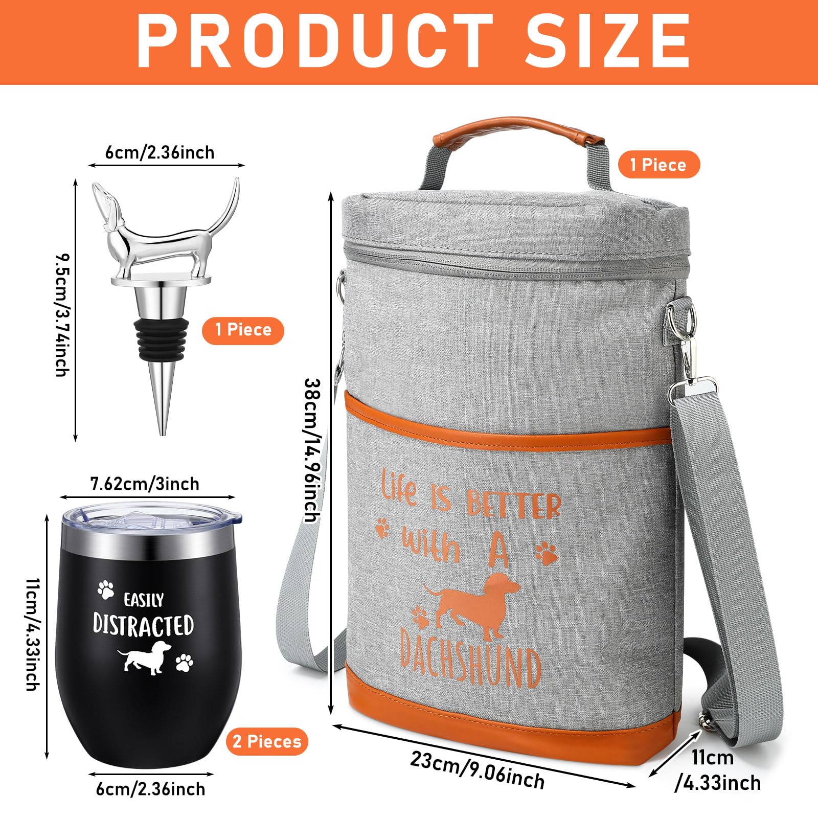 Vaso térmico para vino Pickmesh dachshund negro, mantiene bebidas frías.