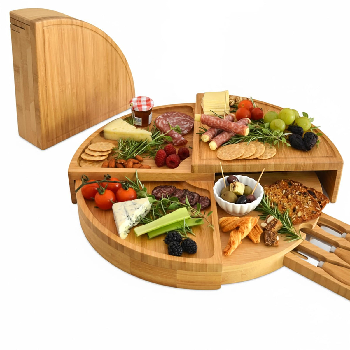 Tabla Picnic at Ascot en cuña cerrada para transportar quesos y embutidos
