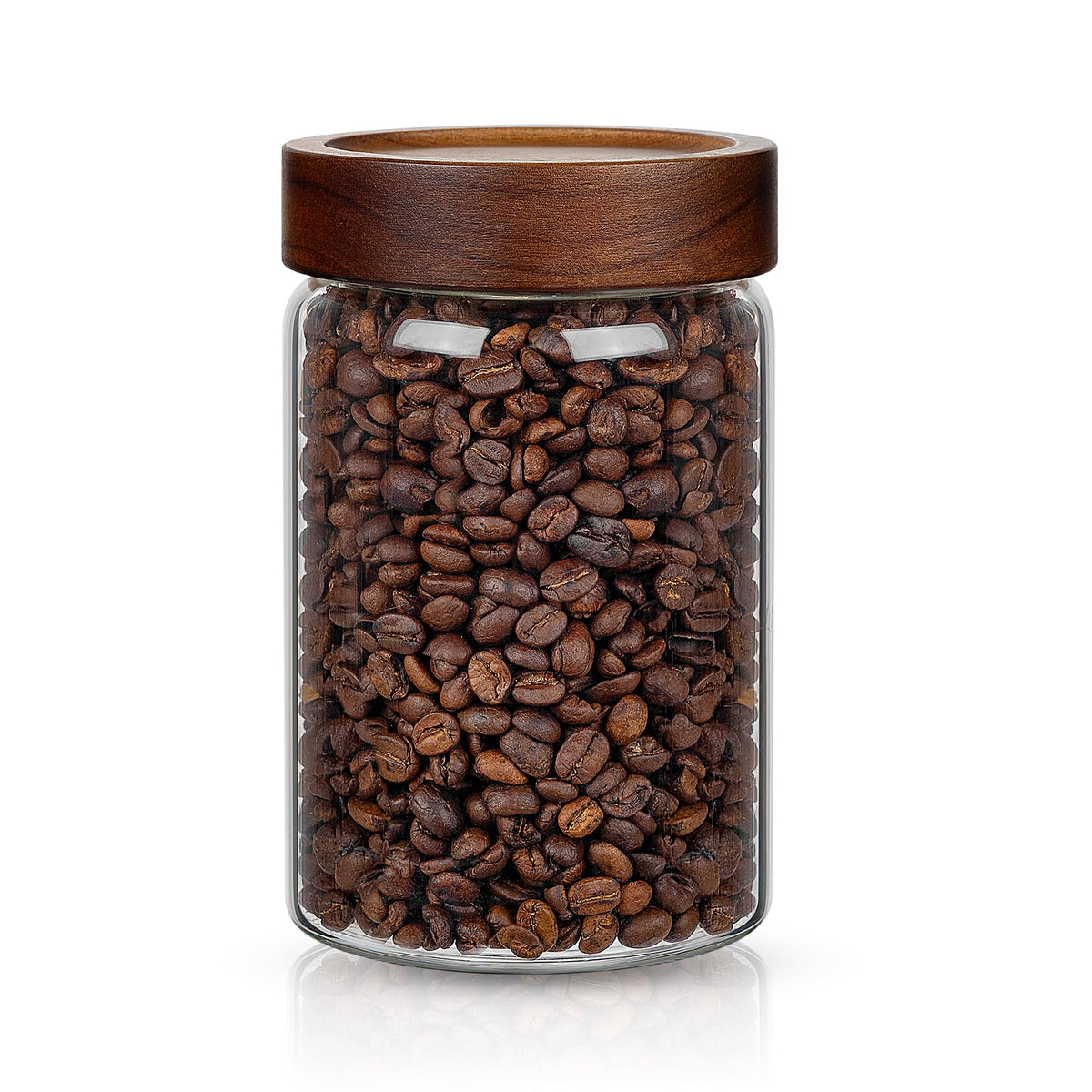 Frasco de vidrio piconesper con tapa hermética y boca ancha para conservar granos y café.