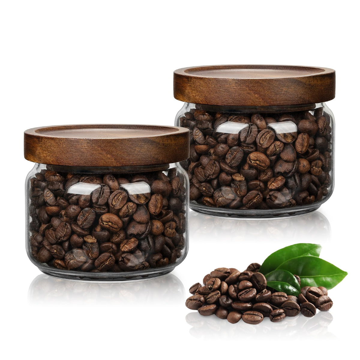 Jarra de vidrio Piconesper con tapa de madera para conservar galletas y snacks.
