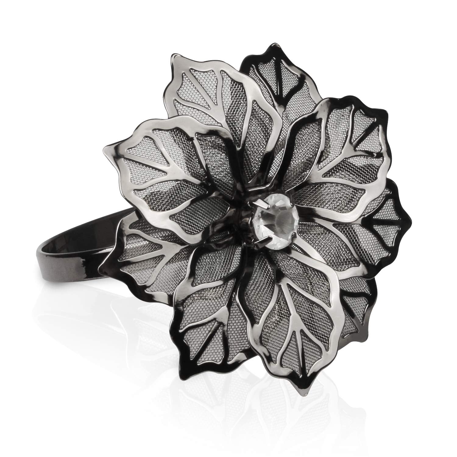 Picowe set de 12 anillos para servilletas con flor hueca, ideal para bodas.