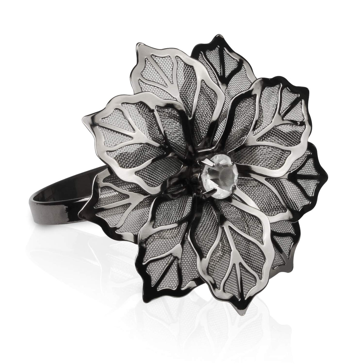 Picowe set de 12 anillos para servilletas con flor hueca, ideal para bodas.
