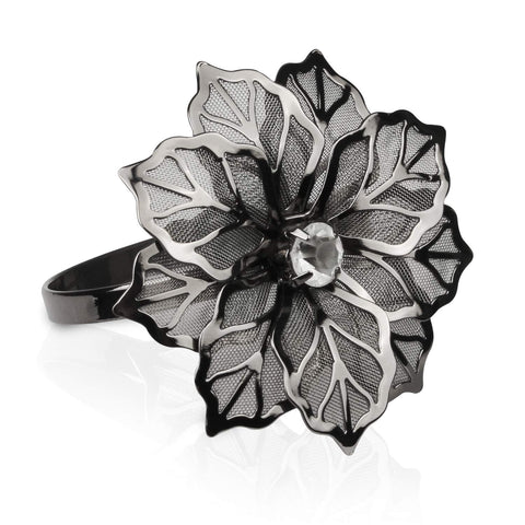 Picowe set de 12 anillos para servilletas con flor hueca, ideal para bodas.